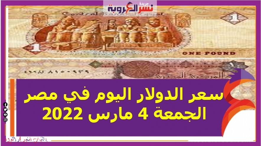 سعر الدولار اليوم في مصر الجمعة 4 مارس 2022خلال التعاملات