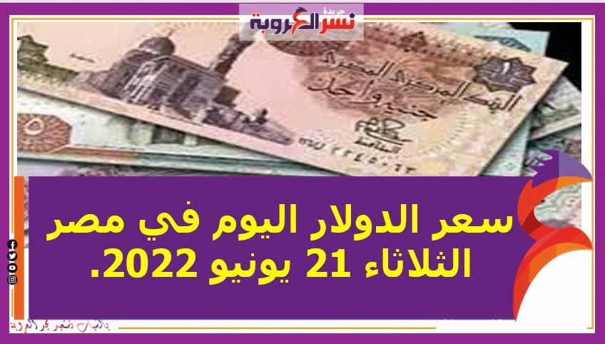 سعر الدولار اليوم في مصر الثلاثاء 21 يونيو 2022..خلال التعاملات