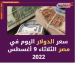 سعر الدولار اليوم في مصر الثلاثاء 9 أغسطس 2022..لدى البنك المركزي والبنوك