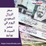 سعر الريال السعودي مقابل الجنيه المصري اليوم السبت 3 يونيو 2023 على أن تعاود البنوك العمل غدًا الأحد.