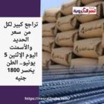 تراجع كبير لكل من سعر الحديد والأسمنت اليوم الإثنين 5 يونيو.. الطن يخسر 1800 جنيه