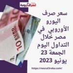 سعر صرف اليورو الأوروبي في مصر خلال التداول اليوم الجمعة 23 يونيو 2023