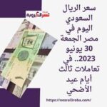 سعر الريال السعودي اليوم في مصر الجمعة 30 يونيو 2023.. في تعاملات ثالث أيام عيد الأضحي