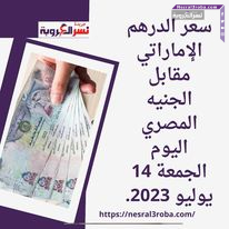 سعر الدرهم الإماراتي مقابل الجنيه المصري اليوم الجمعة 14 يوليو 2023..بحسب آخر تحديث