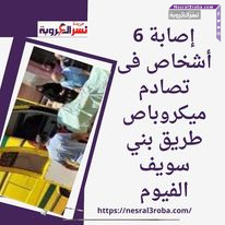 إصابة 6 أشخاص فى تصادم ميكروباص طريق بني سويف الفيوم
