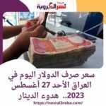 سعر صرف الدولار اليوم في العراق الأحد 27 أغسطس 2023.. هدوء الدينار