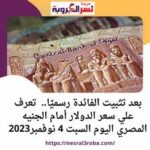 بعد تثبيت الفائدة رسميًا.. تعرف علي سعر الدولار أمام الجنيه المصري اليوم السبت 4 نوفمبر2023