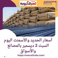 أسعار #الحديد والأسمنت اليوم السبت 2 ديسمبر داخل المصانع والأسواق..سعر طن حديد المصريين 35000 جنيه
