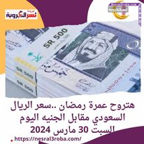هتروح عمرة رمضان ..سعر الريال السعودي مقابل الجنيه اليوم السبت 30 مارس 2024