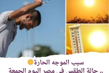 سبب الموجه الحارة.. حالة الطقس في مصر اليوم الجمعة 7 يونيو 2024سبب الموجة الحارة