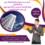 تحذير من شبورة مائية وأمطار علي هذة الأماكن ..هيئة الأرصاد تحذرمن