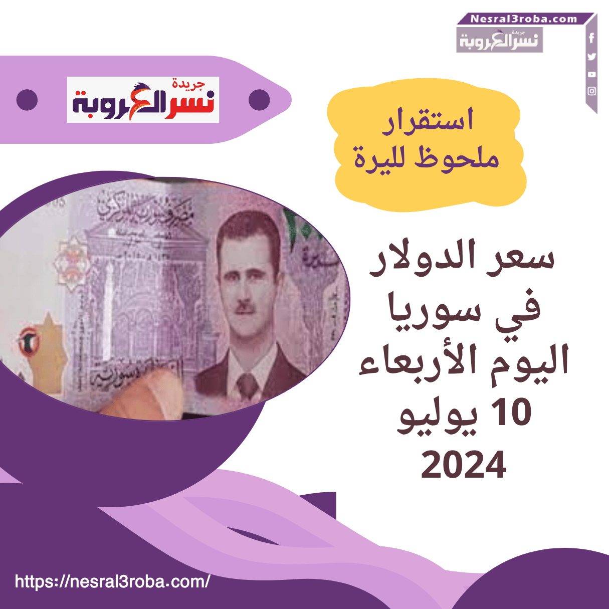 سعر الدولار في سوريا اليوم الأربعاء 10 يوليو 2024..