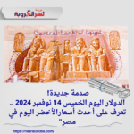 صدمة جديدة! الدولار اليوم الخميس 14 نوفمبر 2024 .. تعرف على أحدث أسعارالأخضر اليوم في مصر"