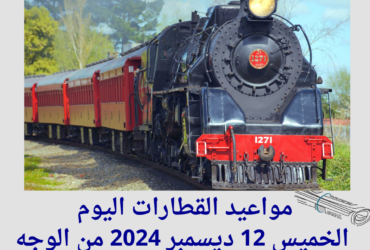 مواعيد القطارات اليوم الخميس 12 ديسمبر 2024 من الوجه القبلي إلى الوجه البحري