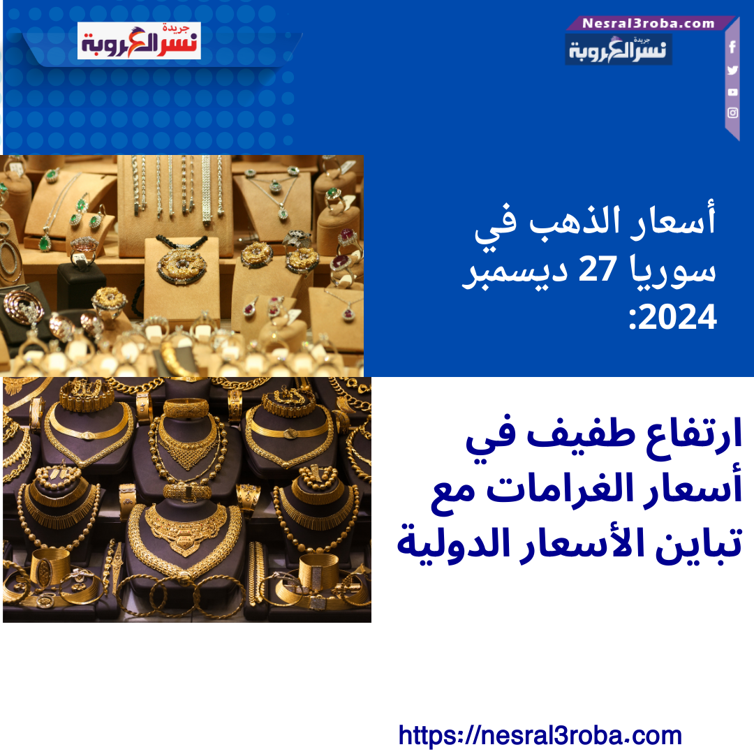 أسعار الذهب في سوريا 27 ديسمبر 2024: ارتفاع طفيف في أسعار الغرامات مع تباين الأسعار الدولية