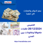 سعر الدولار والعملات في سوريا الخميس 26/12/2024 تقلبات ملحوظة وتفاوتات بين المدن