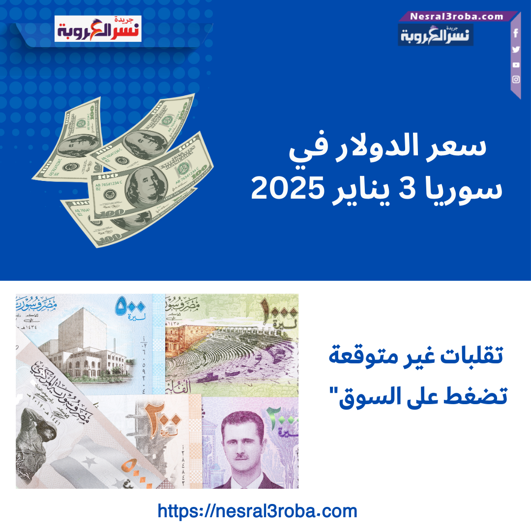 سعر الدولار في سوريا 3 يناير 2025: تقلبات غير متوقعة تضغط على السوق"
