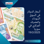 أسعار الدولار في السوق السوداء والمصرف المركزي في سوريا 19/2/2025