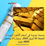 💥 صدمة جديدة في أسعار الذهب اليوم الجمعة 25 أبريل 2025.. وعيار 21 يتخطى 4800 جنيه!