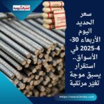 سعر الحديد اليوم الأربعاء 30-4-2025 في الأسواق.. استقرار يسبق موجة تغيّر مرتقبة