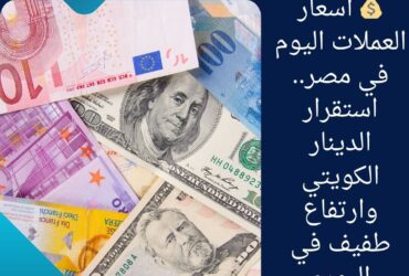 💰 أسعار العملات اليوم في مصر.. استقرار الدينار الكويتي وارتفاع طفيف في اليورو