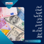أسعار العملات العربية والأجنبية مقابل الجنيه المصري ليوم الثلاثاء 22 أبريل 2025