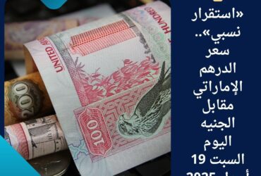 💰 «استقرار نسبي».. سعر الدرهم الإماراتي مقابل الجنيه اليوم السبت 19 أبريل 2025