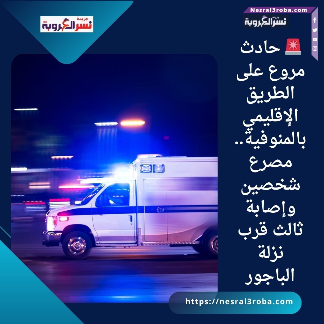 🚨 حادث مروع على الطريق الإقليمي بالمنوفية.. مصرع شخصين وإصابة ثالث قرب نزلة الباجور