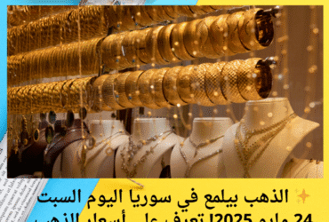 ✨ الذهب بيلمع في سوريا اليوم السبت 24 مايو 2025! تعرف على أسعار الذهب في سوريا اليوم 💍📈