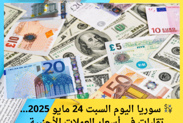 💱 سوريا اليوم السبت 24 مايو 2025… تقلبات في أسعار العملات الأجنبية مقابل الليرة السورية! 📊