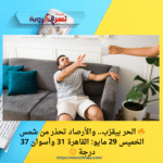 🔥 الحر بيقرّب.. والأرصاد تحذر من شمس الخميس 29 مايو: القاهرة 31 وأسوان 37 درجة 🌞