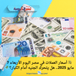 💱 أسعار العملات في مصر اليوم الأربعاء 7 مايو 2025.. هل يتحرك الجنيه أمام الكبار؟ 🌍📉