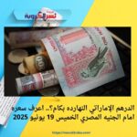 الدرهم الإماراتي النهارده بكام؟.. اعرف سعره امام الجنيه المصري الخميس 19 يونيو 2025