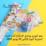 سعر اليورو يواصل الارتفاع أمام الليرة السورية اليوم الإثنين 23 يونيو 2025..