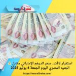 💰 استقرار لافت.. سعر الدرهم الإماراتي مقابل الجنيه المصري اليوم الجمعة 4 يوليو 2025