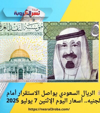 💰 الريال السعودي يواصل الاستقرار أمام الجنيه.. أسعار اليوم الإثنين 7 يوليو 2025