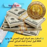 💵 استقرار سعر الدولار اليوم الخميس 10 يوليو 2025 قبيل اجتماع البنك المركزي المصري