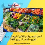 أسعار الخضروات والفاكهة اليوم في سوق العبور – الأحد 13 يوليو 2025