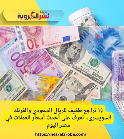 💱 تراجع طفيف للريال السعودي والفرنك السويسري.. تعرف على أحدث أسعار العملات في مصر اليوم