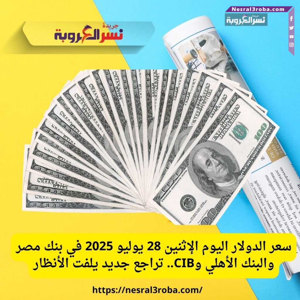 سعر الدولار اليوم الإثنين 28 يوليو 2025 في بنك مصر والبنك الأهلي وCIB.. تراجع جديد يلفت الأنظار