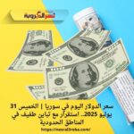 سعر الدولار اليوم في سوريا | الخميس 31 يوليو 2025.. استقرار مع تباين طفيف في المناطق الحدودية