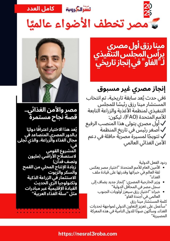 مصر تخطف الأضواء عالميًا.. مينا رزق أول مصري يرأس المجلس التنفيذي لـ"الفاو" في إنجاز تاريخي 33 White And Navy Modern Business Newsletter