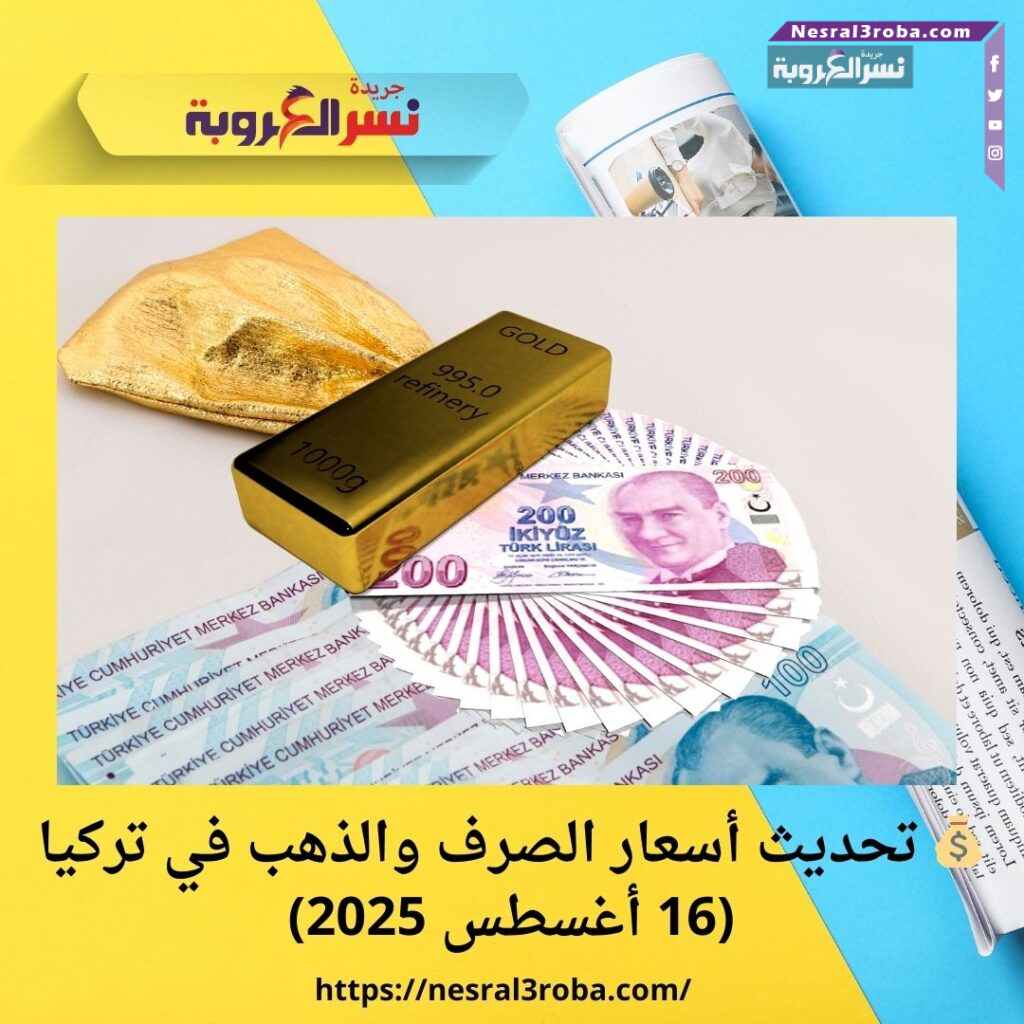 💰 تحديث أسعار الصرف والذهب في تركيا (16 أغسطس 2025)