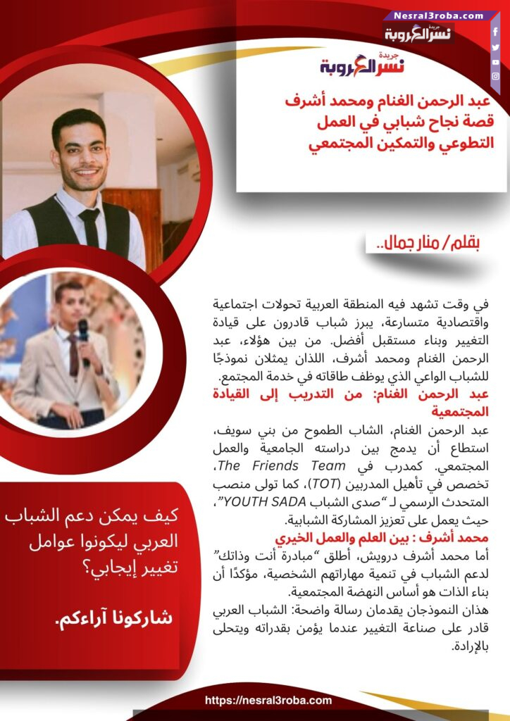 عبد الرحمن الغنام ومحمد أشرف : قصة نجاح شبابي في العمل التطوعي والتمكين المجتمعي