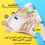 💶 سعر اليورو مقابل الجنيه المصري اليوم الخميس 9 أكتوبر 2025