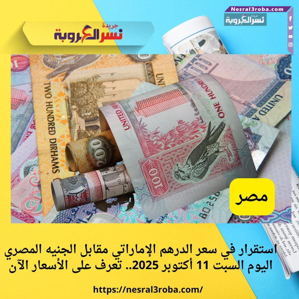 🇦🇪 استقرار في سعر الدرهم الإماراتي مقابل الجنيه المصري اليوم السبت 11 أكتوبر 2025.. تعرف على الأسعار الآن