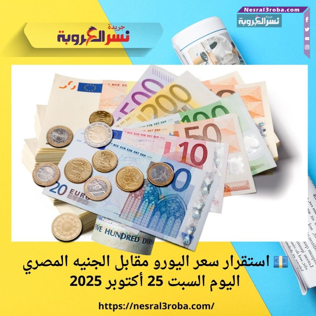 💶 استقرار سعر اليورو مقابل الجنيه المصري اليوم السبت 25 أكتوبر 2025