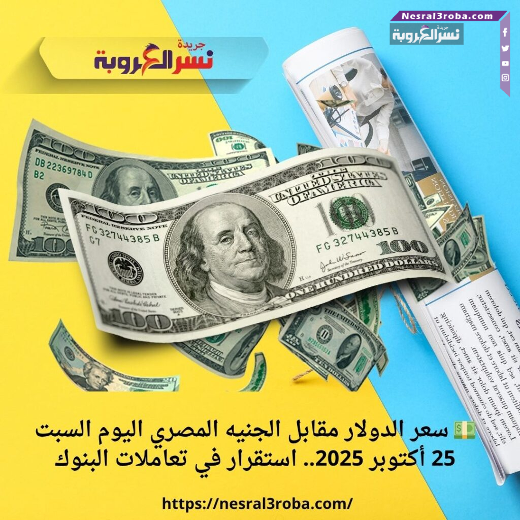 💵 سعر الدولار مقابل الجنيه المصري اليوم السبت 25 أكتوبر 2025.. استقرار في تعاملات البنوك 38 💵 سعر الدولار مقابل الجنيه المصري اليوم السبت 25 أكتوبر 2025.. استقرار في تعاملات البنوك