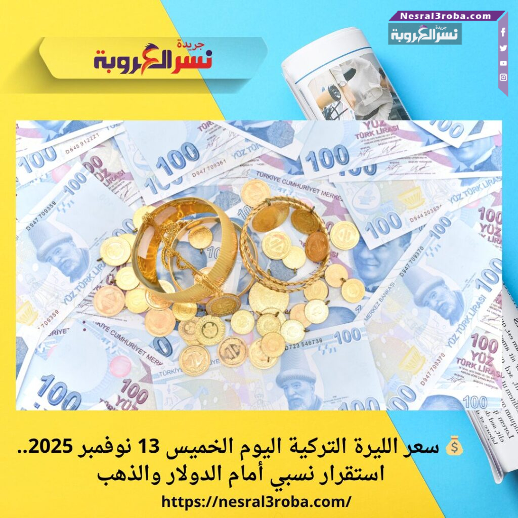 💰 سعر الليرة التركية اليوم الخميس 13 نوفمبر 2025.. استقرار نسبي أمام الدولار والذهب