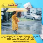 أمطار غزيرة ورعدية.. الأرصاد تحذر المواطنين من طقس اليوم الجمعة 14 نوفمبر 2025